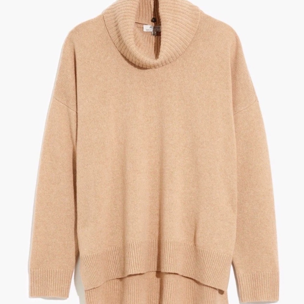 Madewell (Re)sourced Cashmere Convertible Turtleneck Sweater XS Ballet Pink NWT